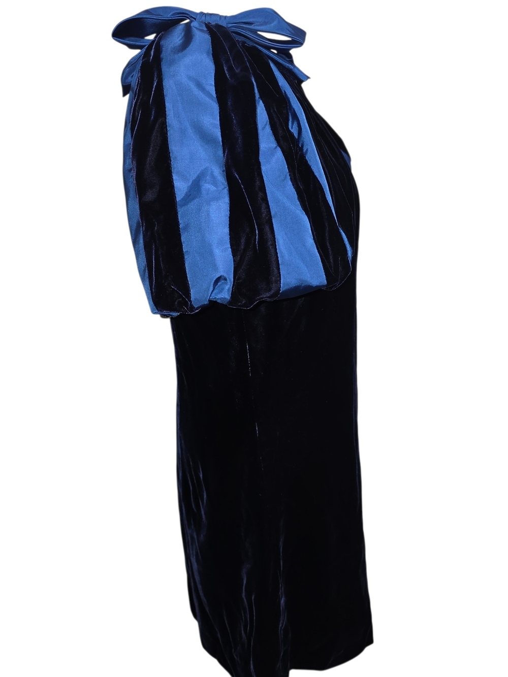 Vintage Nipon Boutique Blue Velvet Puff Sleeve Mini Dress Size 4 Coquette Party - Picture 4 of 13
